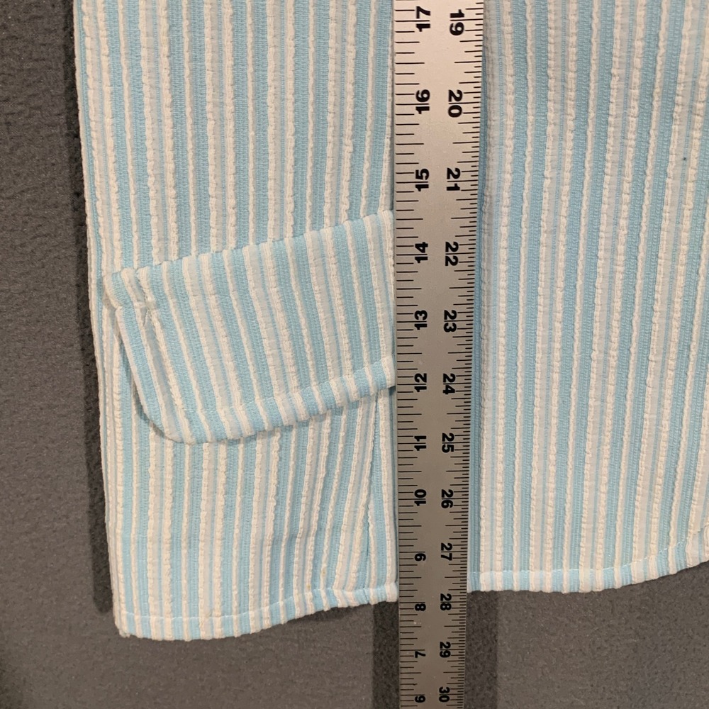 Perception Seersucker Vest Women Medium Blue White Striped Coastal Grandma Retro - Picture 5 of 7